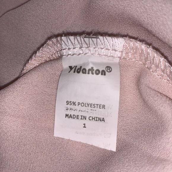 Yidarton Womens Blush Pink Long Sleeve Tie Neck Blouse Polyester M - Picture 4 of 8